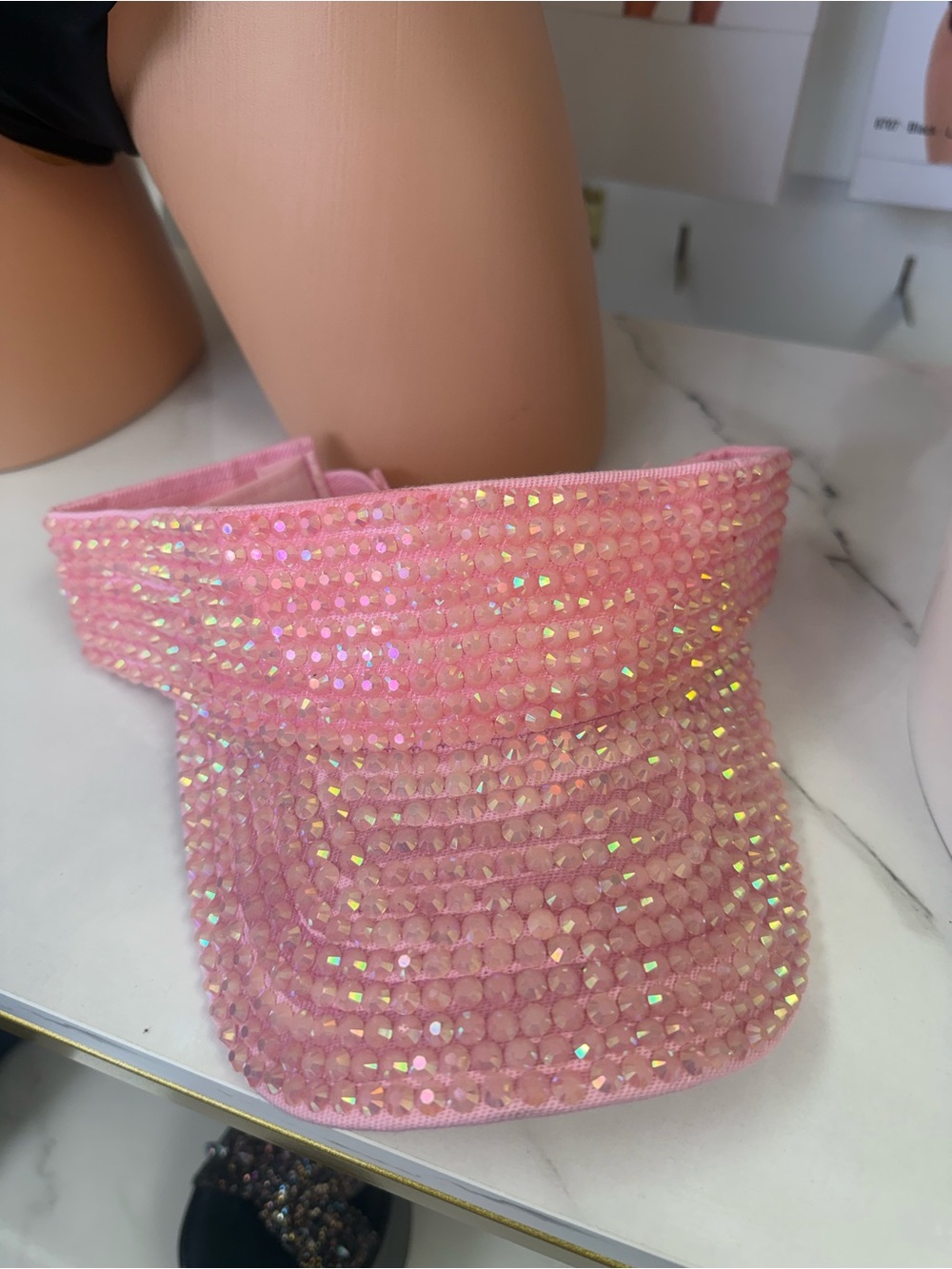Pink Jeweled Visor Hat